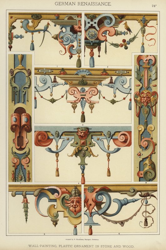 German Renaissance, Wall-Painting, Plastic Ornament in Stone and Wood by German School