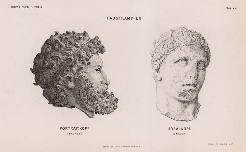 Heads from Statues of Boxers Excavated at Olympia, Greece by German School