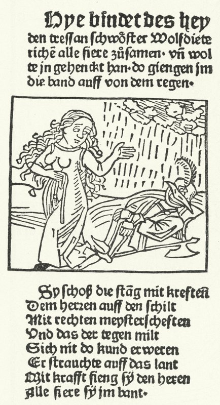 Illustration from the tale of the romantic hero Wolfdietrich, published by Hans Schoensperger in Augsburg in 1491 by German School
