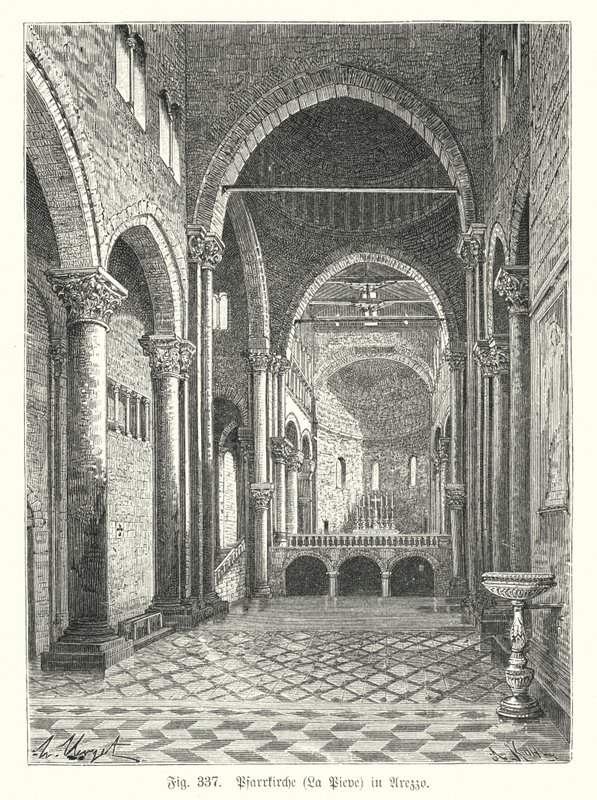 Interior of the Church of Santa Maria della Pieve, Arezzo, Italy by German School
