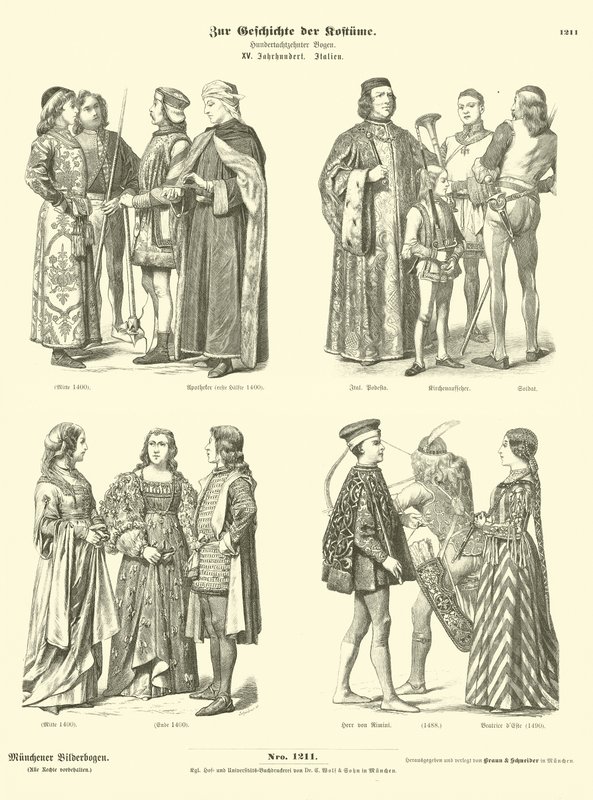 Italian Costumes, 15th Century by German School