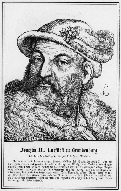Joachim II, Elector of Brandenburg (engraving) by German School