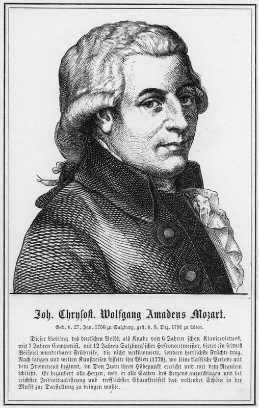 John Chrysostom Wolfgang Amadeus Mozart (engraving) by German School