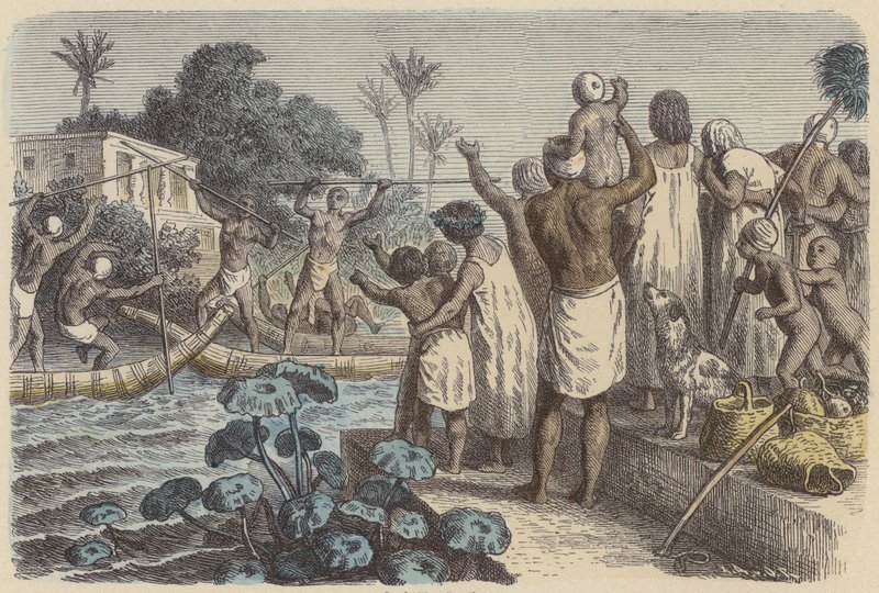 Jousting on boats in Ancient Egypt by German School