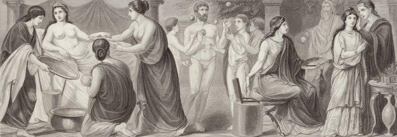 Life in Ancient Rome (engraving) by German School