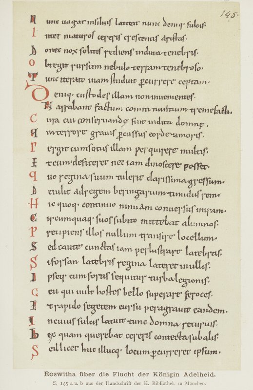 Manuscript Written by Hrotswitha of Gandersheim Describing the Escape of Queen Adelheid by German School