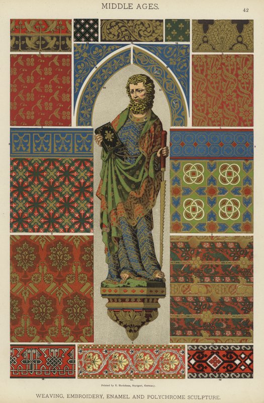 Middle Ages, Weaving, Embroidery, Enamel and Polychrome Sculpture by German School