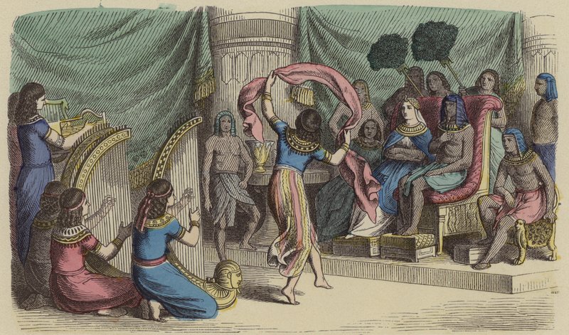Musicians and Dancers Performing Before the Pharaoh in Ancient Egypt by German School
