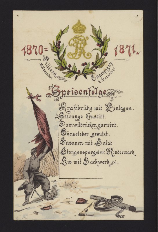 New Year banquets held by the occupying Germans in Villiers and Champigny, Paris, 30 December 1870 and 2 January 1871 by German School