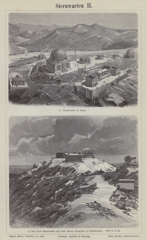 Nice Observatory, France, and the Lick Observatory, Mount Hamilton, California, USA by German School
