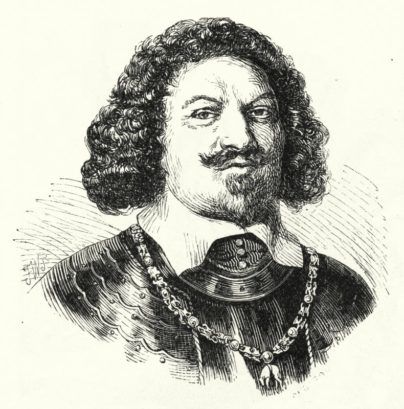 Ottavio Piccolomini, Italian general in the army of the Holy Roman Empire in the Thirty Years War (engraving) by German School