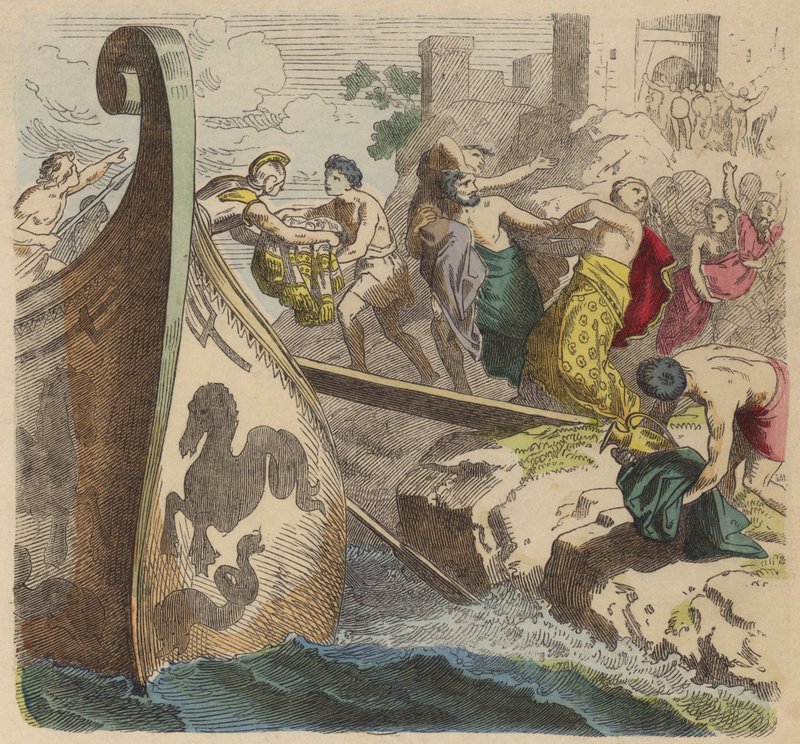 Pirates in Ancient Greece (Coloured Engraving) by German School