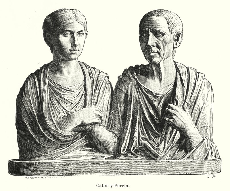 Porcia and Cato, Ancient Roman Headstone by German School
