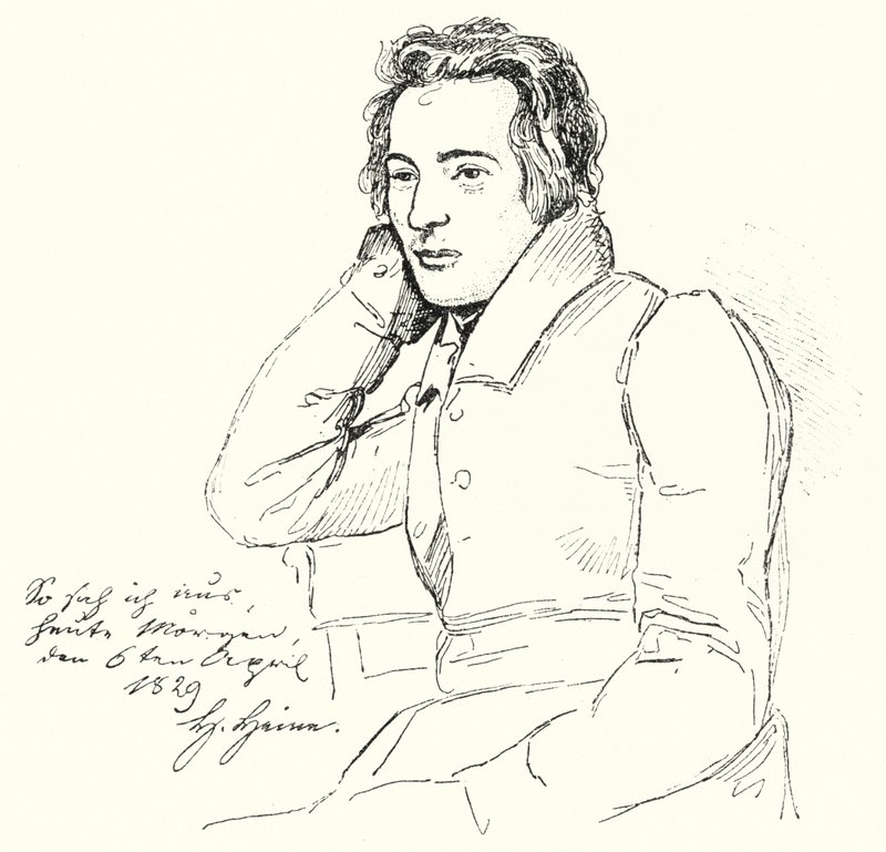 Portrait of German poet and writer Heinrich Heine as a young man by German School