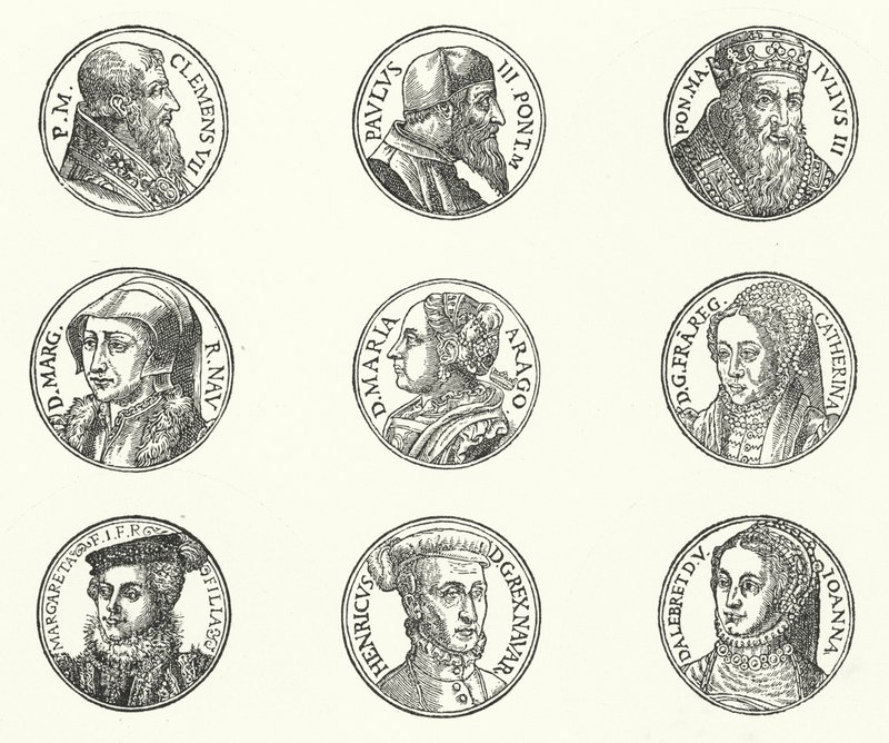 Portraits of Popes and Royalty (engraving) by German School
