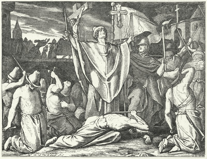 Procession of a flagellant confraternity by German School