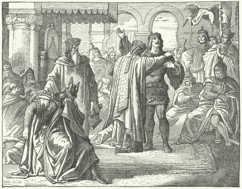 Reconciliation of the Holy Roman Emperor Henry VI and Richard the Lionheart by German School