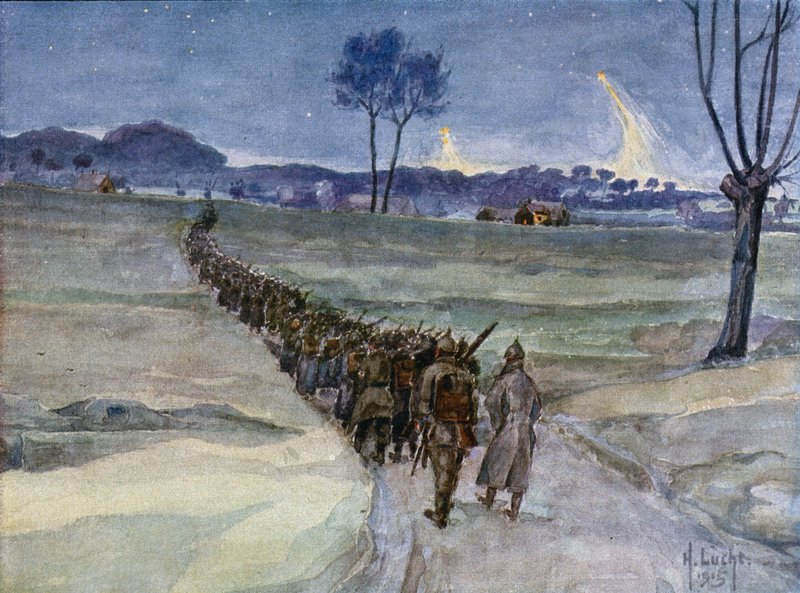 Replacements Arriving for the Trenches, Ypres by German School