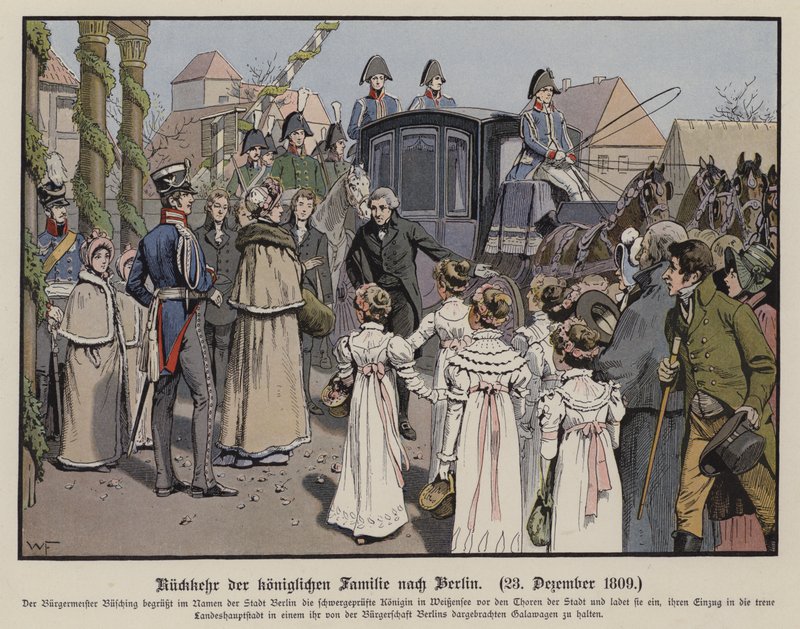 Return of the Prussian Royal Family to Berlin, 23 December 1809 by German School