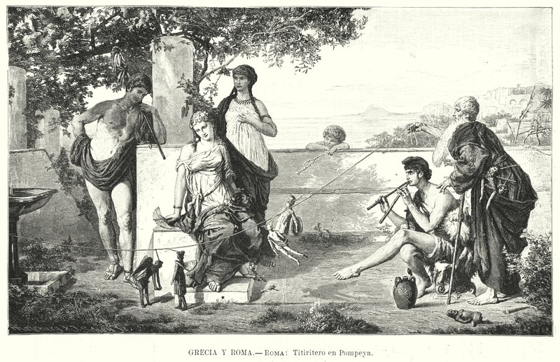 Roman Puppeteers in Pompeii by German School