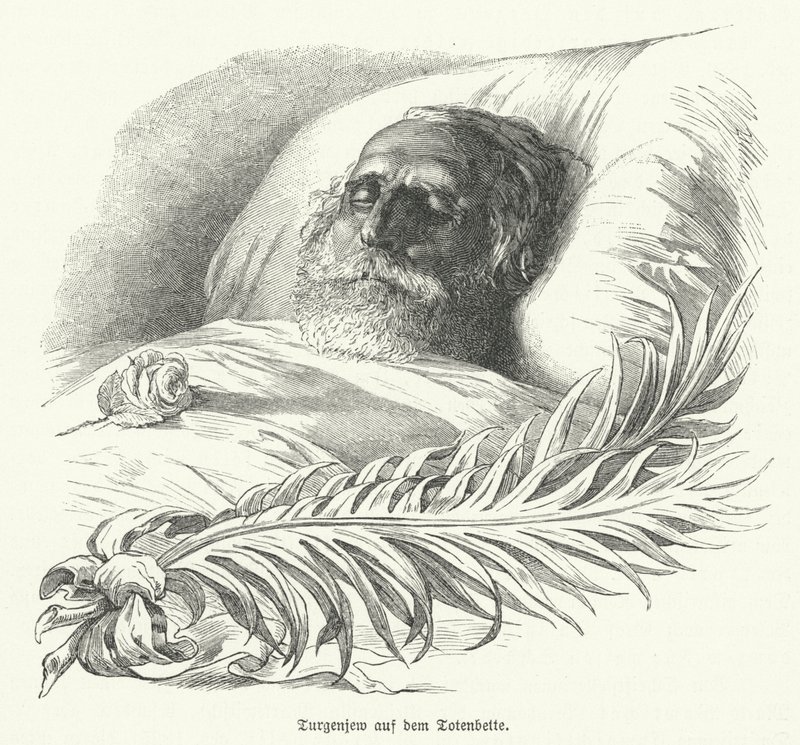 Russian Author Ivan Turgenev on His Deathbed by German School