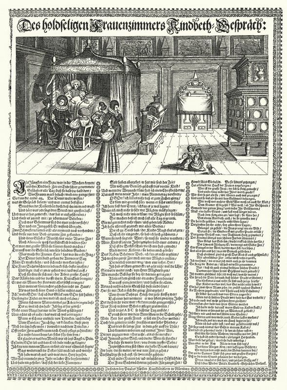 Satirical Poem on the Gossiping of Women (engraving) by German School