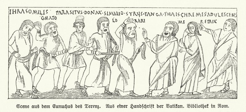 Scene from Eunuchus (The Eunuch), comedy by Terence by German School