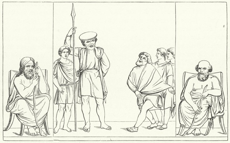 Scene from a Play by the Roman Playwright Plautus (engraving) by German School