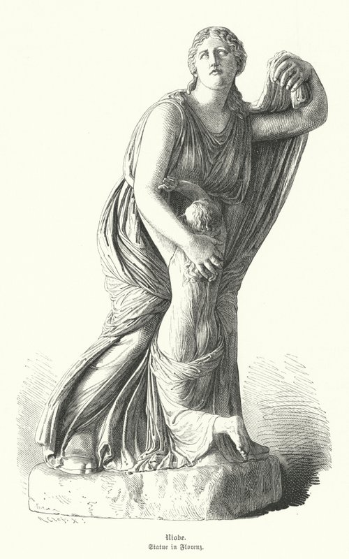 Statue of Niobe Protecting One of Her Children from Artemis and Apollo by German School
