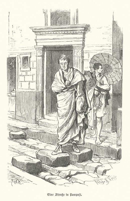 Street in the ancient Roman town of Pompeii by German School