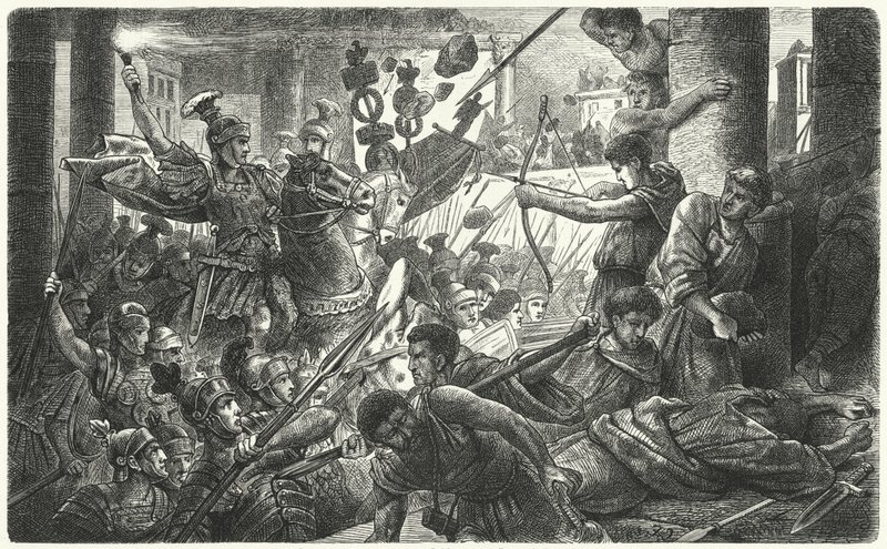Sulla enters Rome with his army, 88 BC by German School