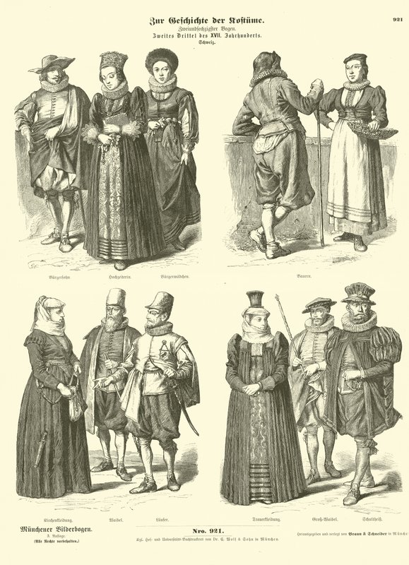 Swiss Costumes, Mid 17th Century by German School