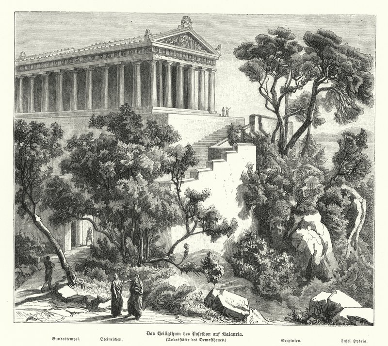 Temple of Poseidon, Kalaureia, Greece, where Demosthenes took sanctuary before taking poison in 322 BC by German School