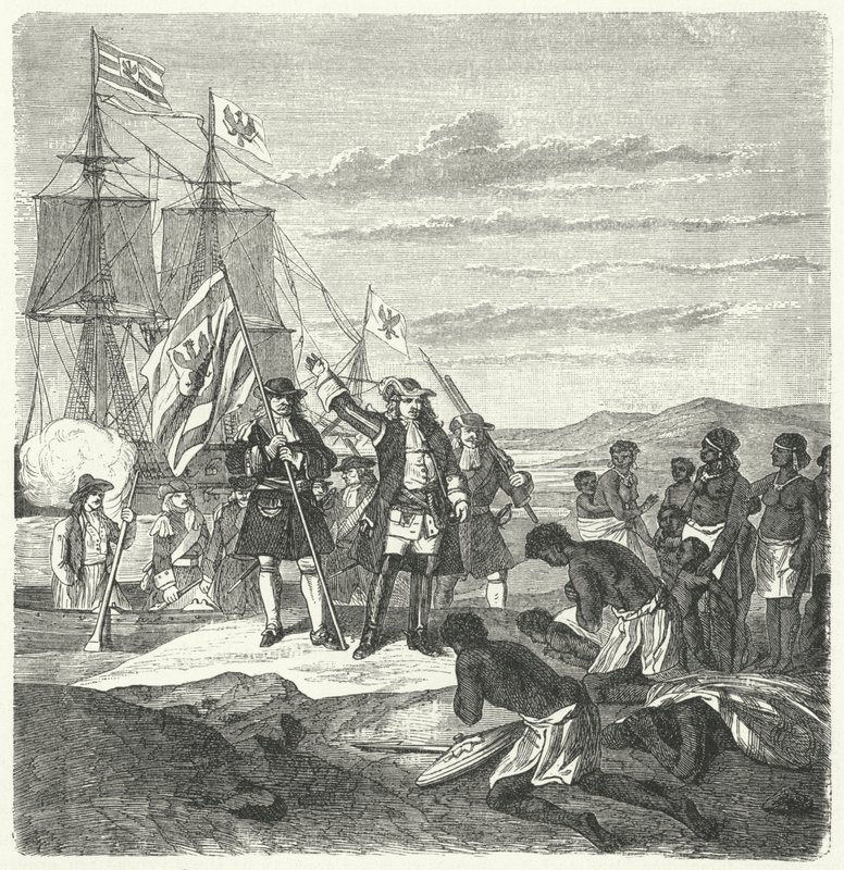 The Brandenburgers landing on the coast of Guinea by German School