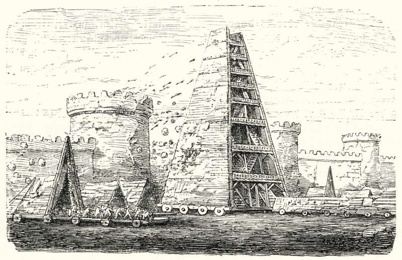 The Helepolis of Demetrius I of Macedon (engraving) by German School