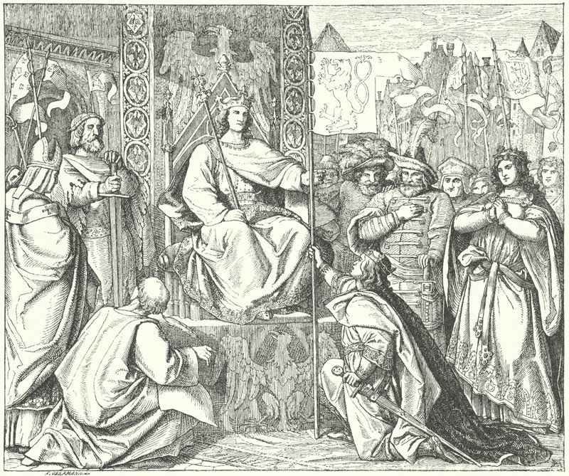 The Holy Roman Emperor Henry VII recalls his son, John of Bohemia by German School