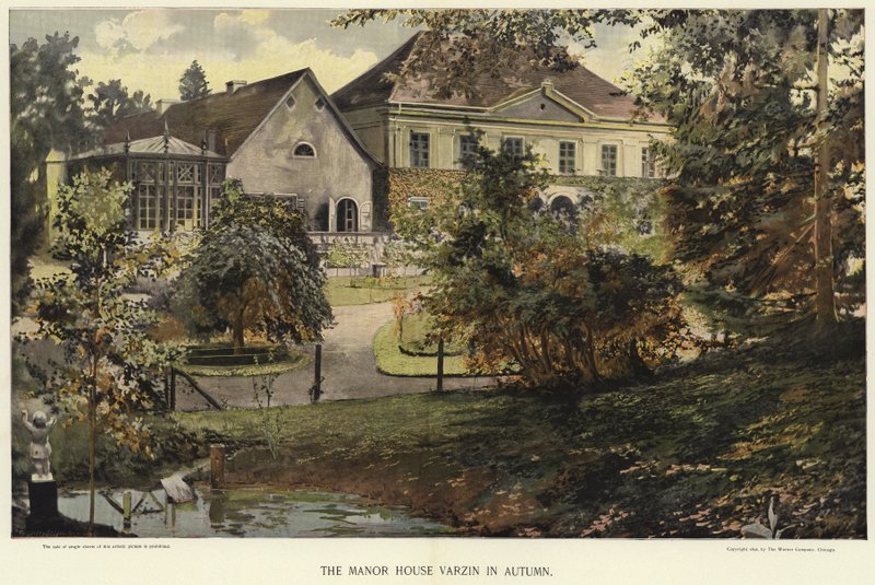 The Manor House Varzin in autumn by German School