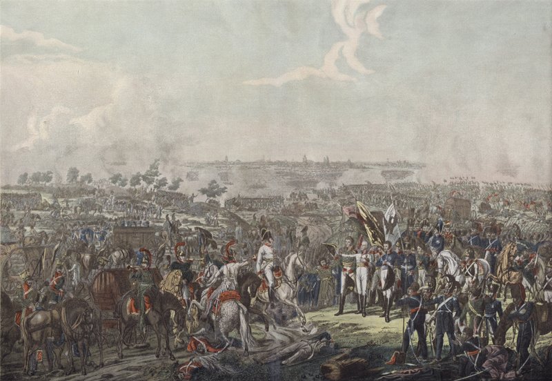 The Prince of Schwarzenberg Bringing News of Victory at the Battle of Leipzig to the Allied Sovereigns on the Evening of 18 October 1813 by German School