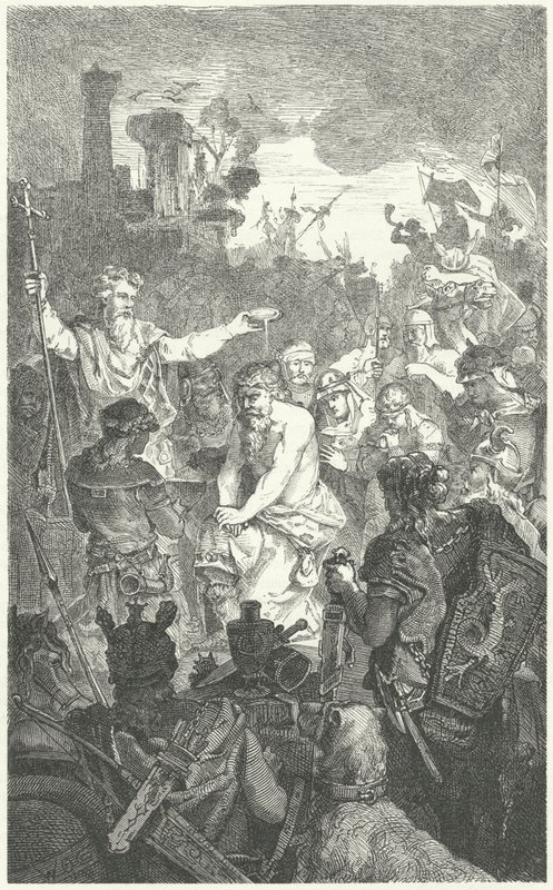 The baptism of Clovis I, King of the Franks, 496 by German School