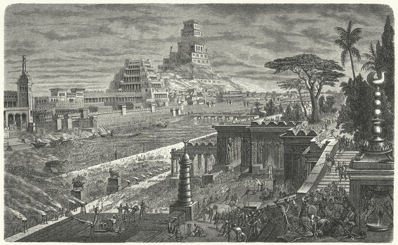 The fall of Babylon to the Persians, 540 BC by German School