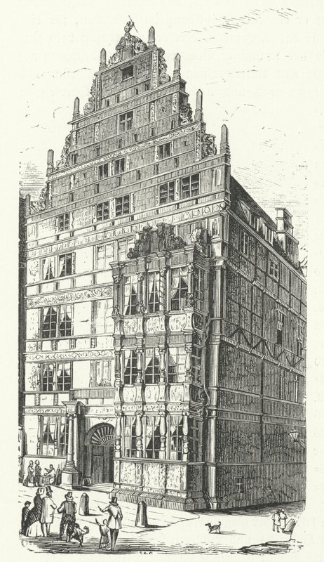 The home of German polymath Gottfried Wilhelm Leibniz in Hanover (engraving) by German School