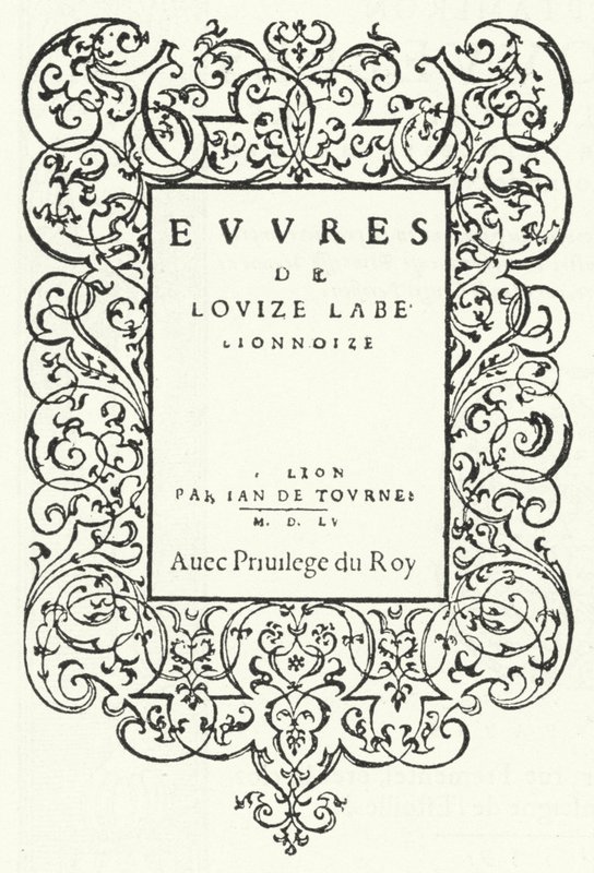 Title Page from the First Edition of a Work by the French Poet Louise Labe (engraving) by German School