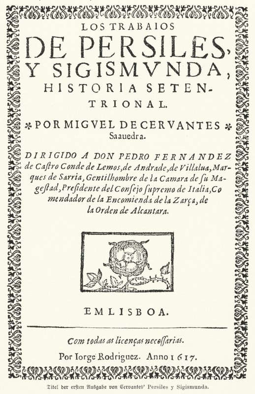 Title page of the first edition of Spanish novelist Miguel de Cervantes