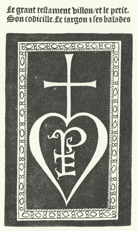 Title page of the first edition of the poems of the French poet Francois Villon, printed by Pierre Levet in Paris in 1483 by German School