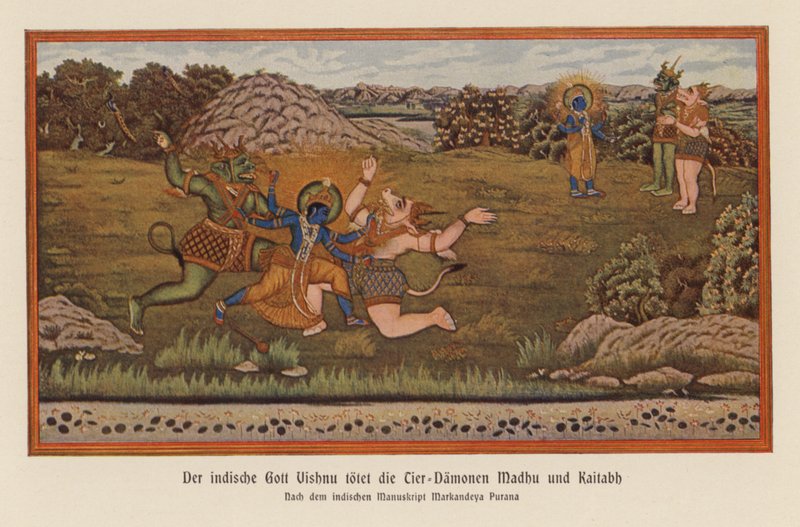Vishnu Slaying the Demons Madhu and Kaitaba by German School