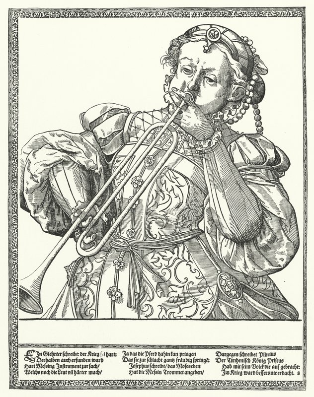 Woman Playing a Trombone or Sackbut by German School