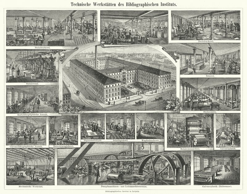Workshops of the Bibliographisches Institut, Leipzig, Germany by German School