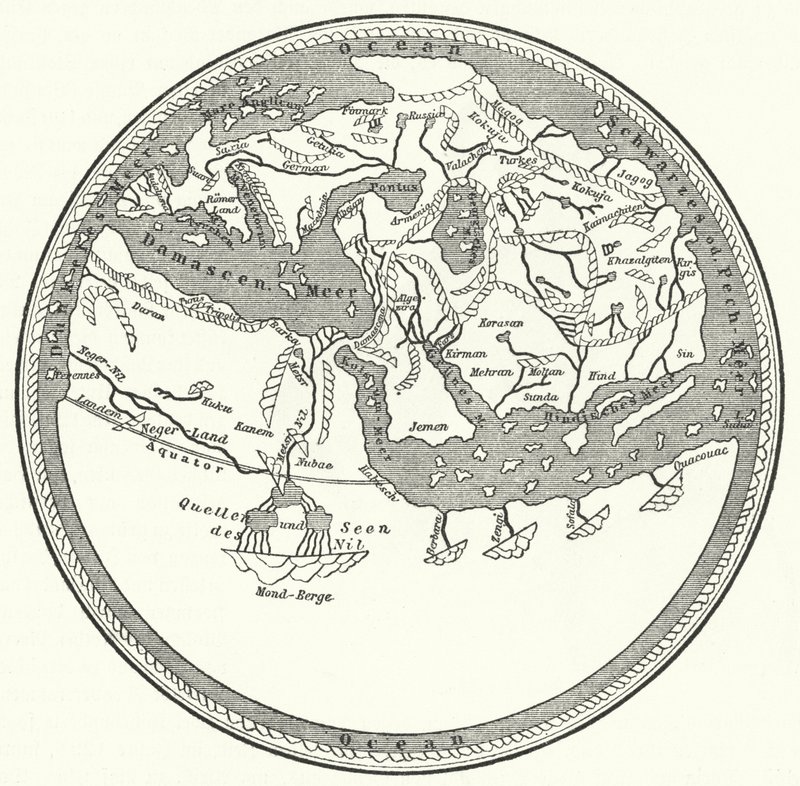 World map of the Arab geographer and cartographer Muhammad al-Idrisi by German School