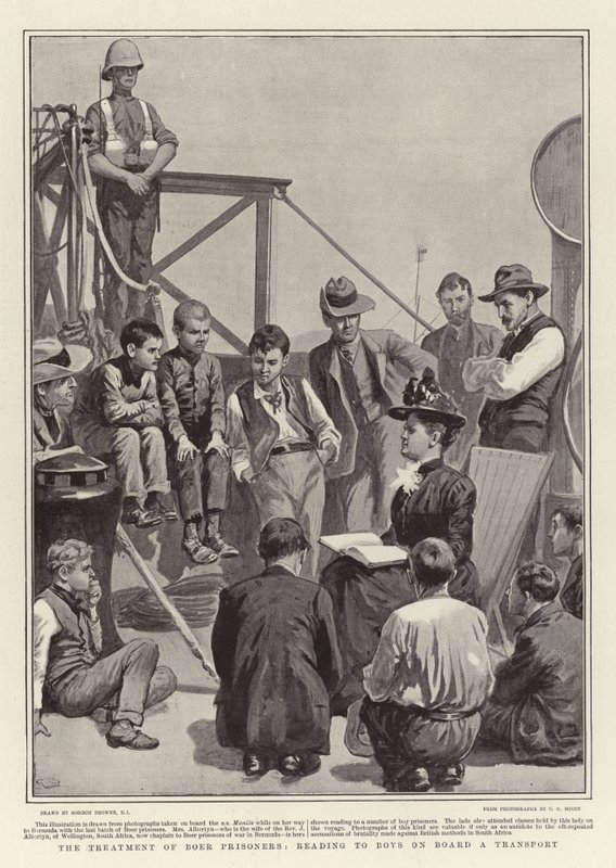 The Treatment of Boer Prisoners, Reading to Boys on Board a Transport by Gordon Frederick Browne