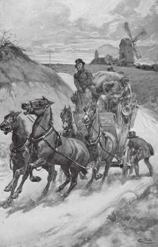 A Stage-Coach in the Olden Times by Gordon Frederick (after) Browne